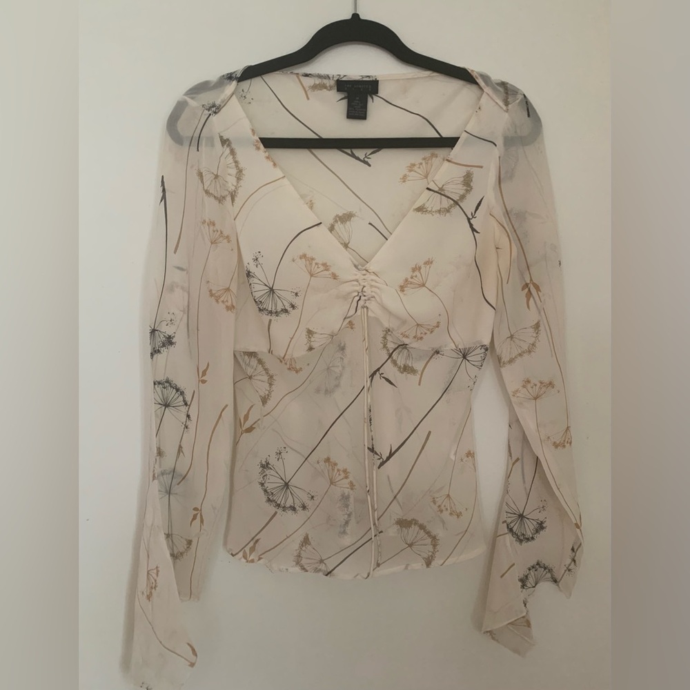 Vintage Limited  Silk Cream Floral Women's Top